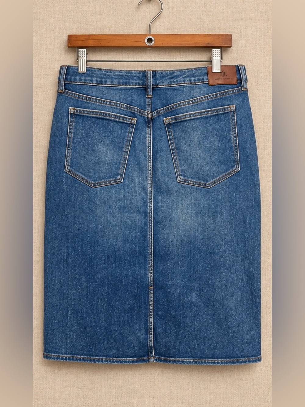 Lauren Ralph Lauren Denim Skirt Size 16 Blue Cotton Blend Pencil Knee Length - Picture 3 of 8